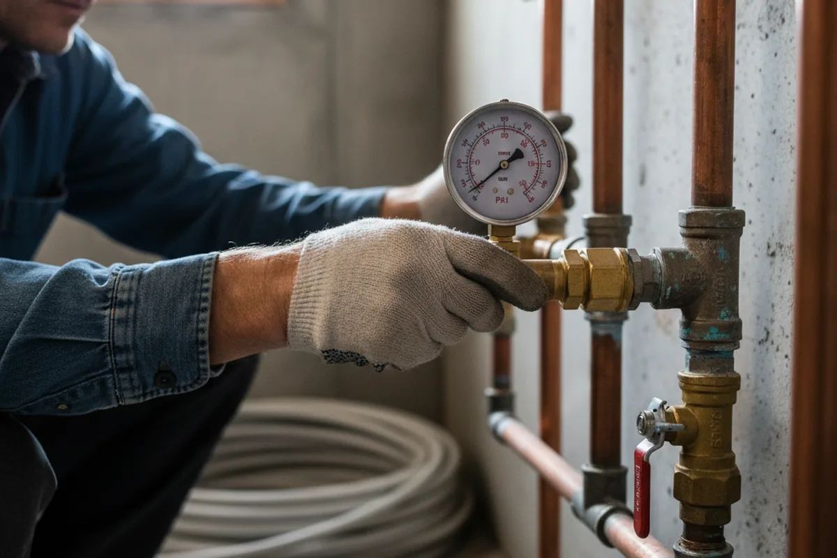 Pressure testing a repaired line during Water Line Repair in Peckville